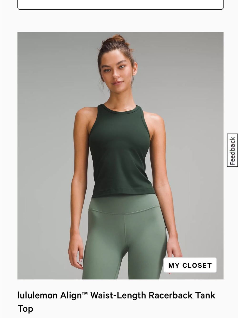 lululemon athletica High-Neck Racerback Tank Top in Forest Green